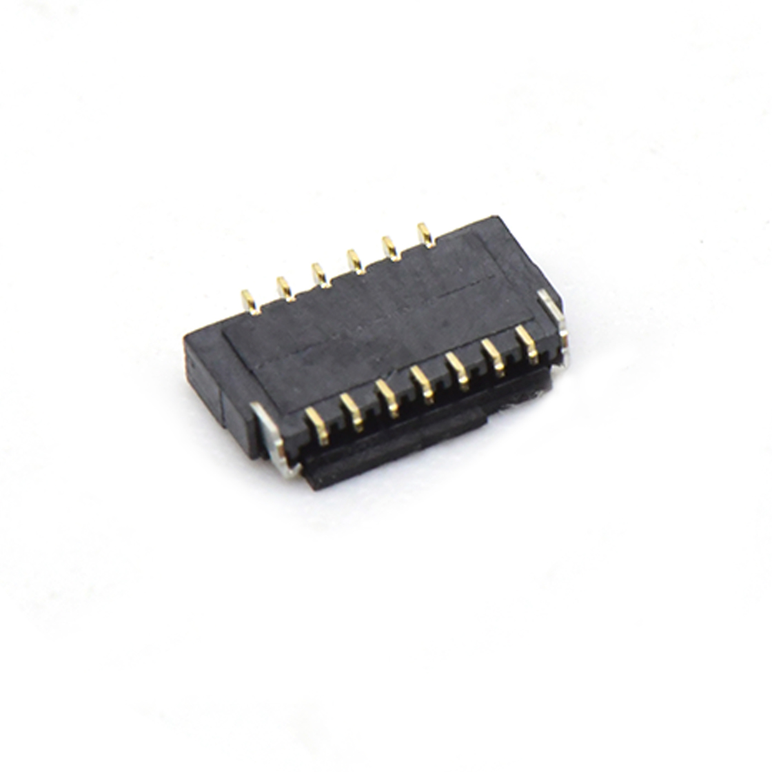 Pitch 0.30mm 90°H1.00mm 卧式下接前掀盖 SMT型 FPC 13pin 黑色 镀半金1u"，其它区域镀镍